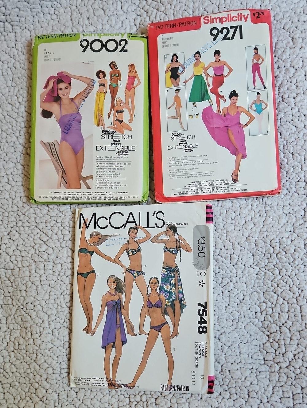 Simplicity And McCall's Swimwear / Active Wear Sewing Patterns - Used